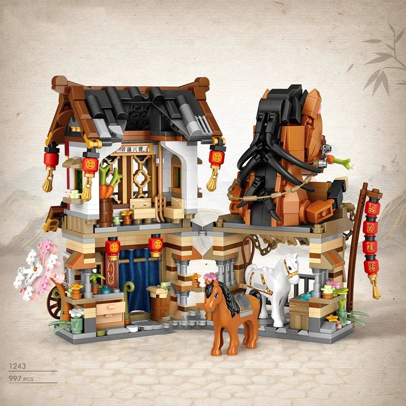 Street View Mini Building Blocks Gift Set – Izakaya Shaved Ice Shop, Takoyaki Shop, Coffee Shop and Panda Tea House