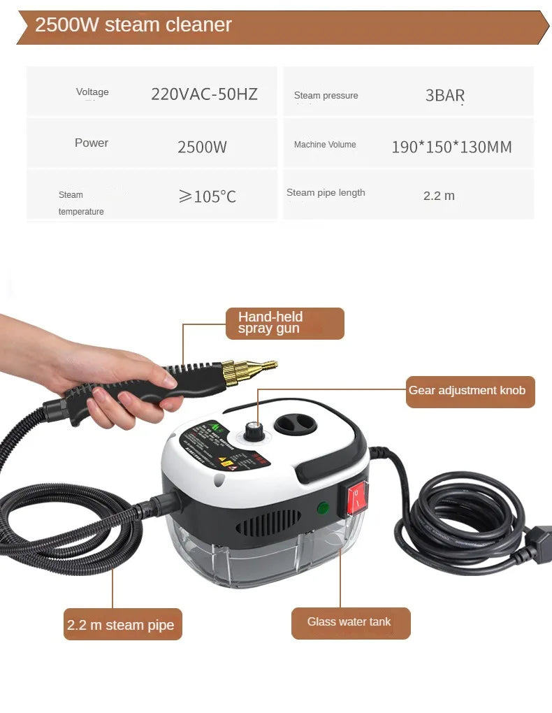 High Temperature Steam Cleaner for Home and Car with Sterilization and Deep Cleaning Features
