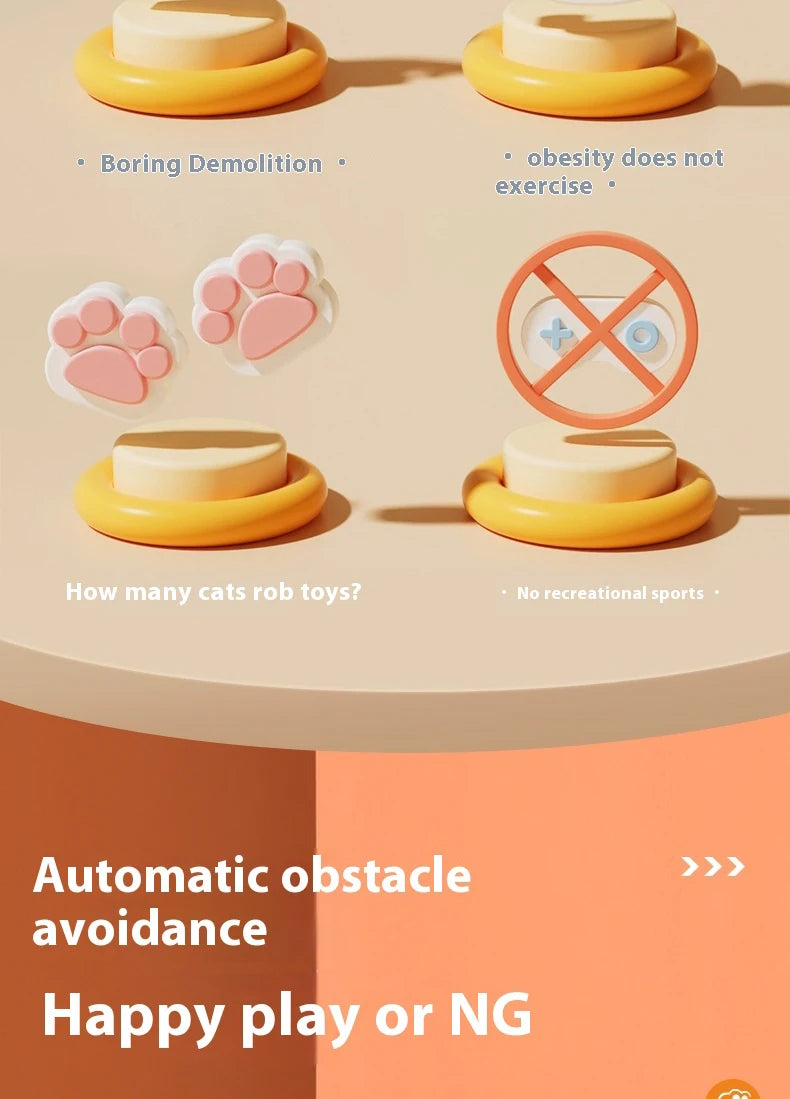 Smart Interactive Cat Toy Car Auto-Running Vehicle with Obstacle Detection for Indoor Cats