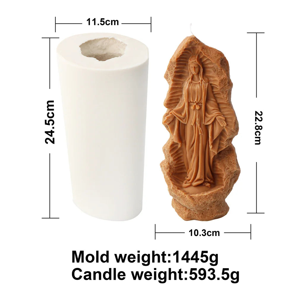 Religious Blessed Virgin Mary Candle Silicone Mold for Crafts