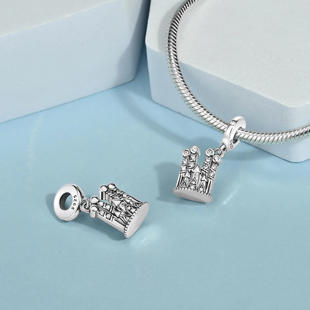 Authentic 925 Sterling Silver Charm Sparkling Star Moon Sun Pendant Jewelry Gift