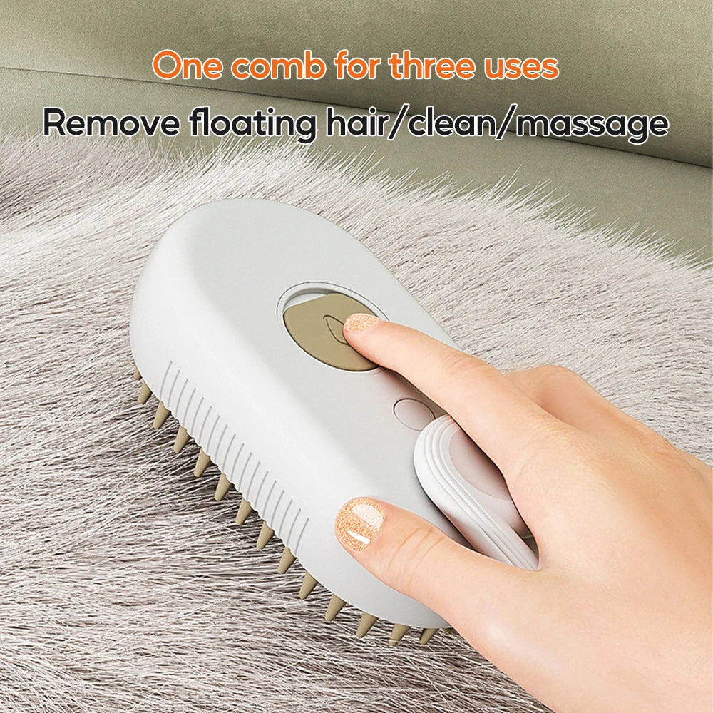 3 in 1 Pet Electric Steam Brush Cat Dog Grooming Comb