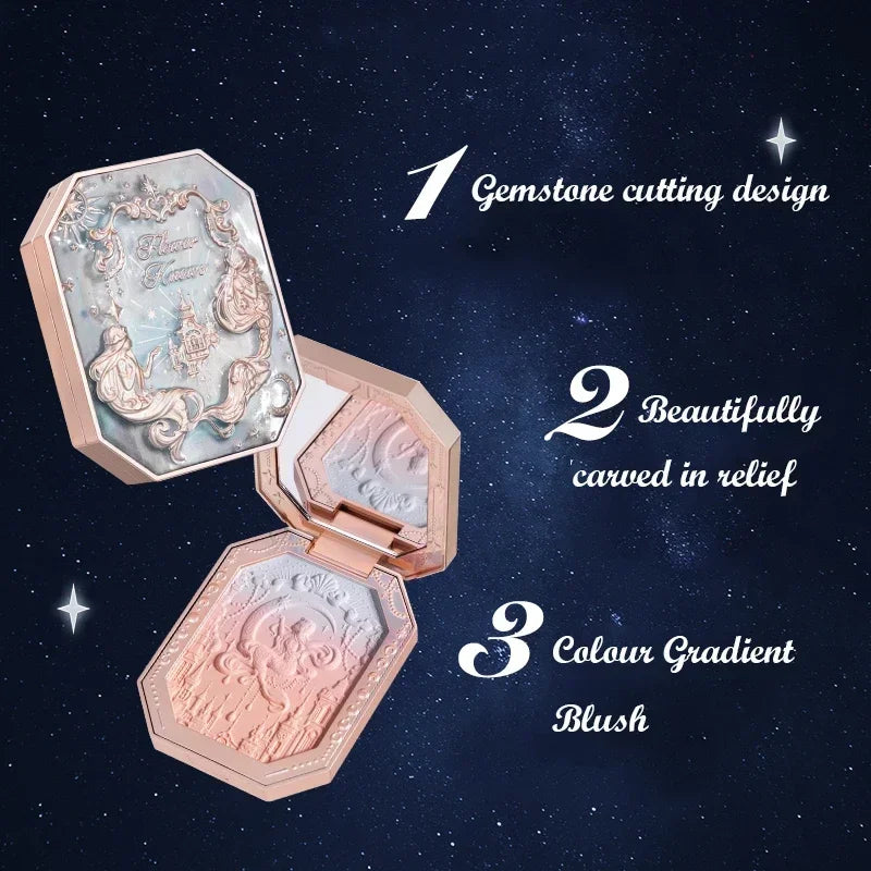 Flower Knows Tri-Color Gradient Cheek Blush Moonlight Mermaid Matte Finish Vegan Cruelty Free Makeup