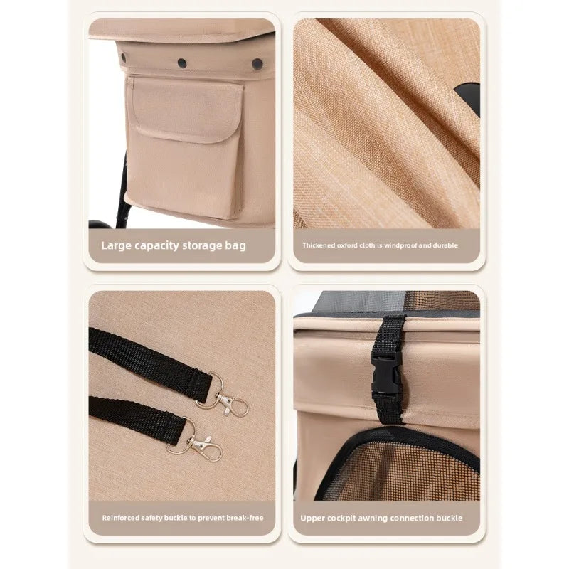 Double Pet Stroller One-Hand Folding Dog Stroller for Small Medium Dogs Cats Travel 24KG Max Pet Carrier Cat Dog Carrier