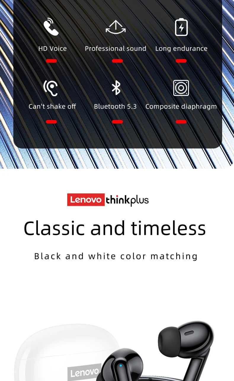 Lenovo Thinkplus XT88 In Ear Bluetooth Earphones With Dual Microphones And Bass HIFI Sound