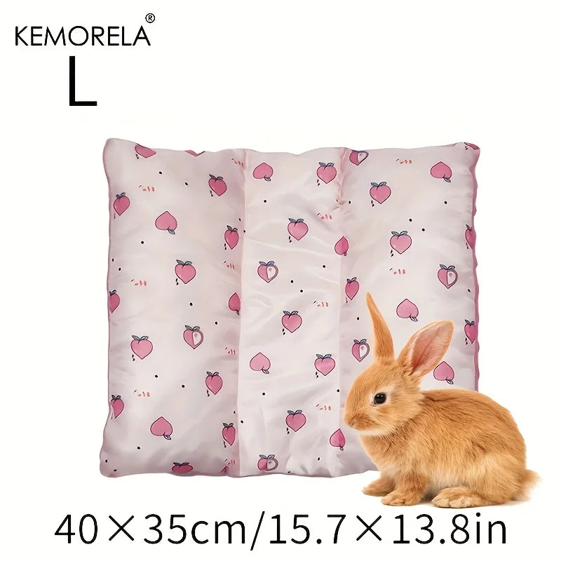 KEMORELA Reversible Small Pet Bed - Plush Top & Cooling Bottom for Rabbits, Guinea Pigs and Chinchillas Pink Square Mat