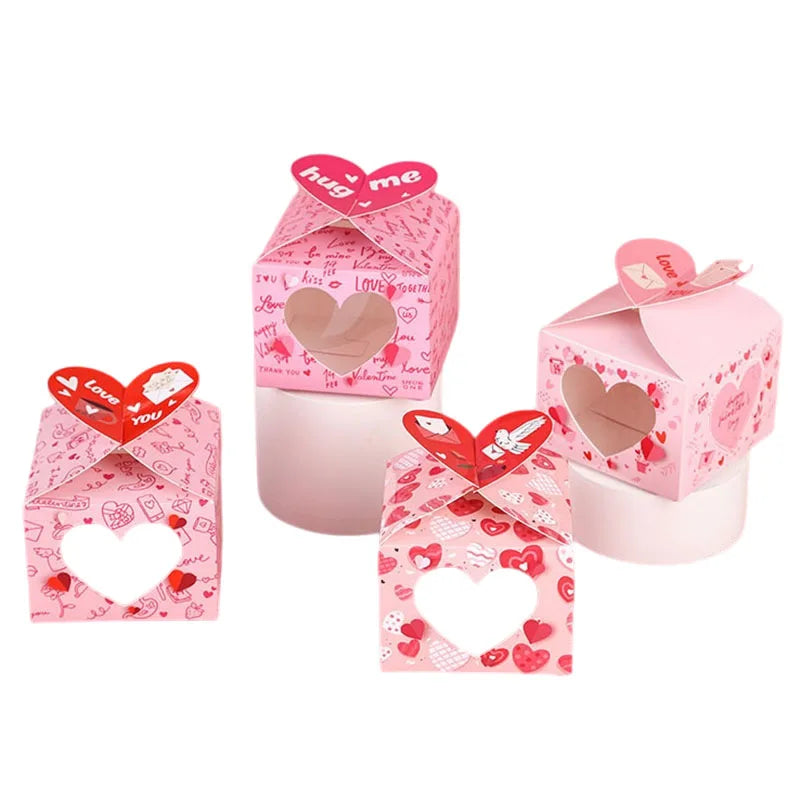 Love Heart Open Window Gift Boxes for Chocolates 12 or 24 Pcs Wedding Favors Cake Packaging Ideal for Valentine's Day and Special Celebrations