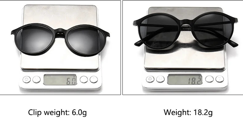 6 In 1 Spectacle Frame Men Women with Clip On Polarized Sunglasses