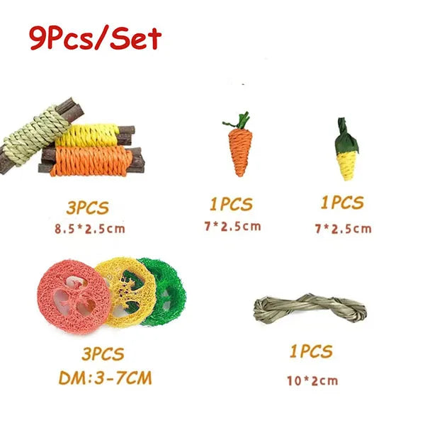 Rabbit Guinea Pig Dragon Cat Chew Toys Tooth Cleaning Toy for Bunny Hamster Tooth Grinding Set Pet Tooth Grinding Snacks