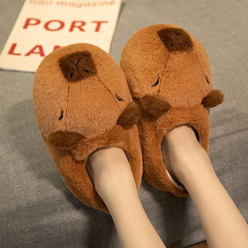 Cute Capybara Plush Slippers Soft Warm Indoor Shoes
