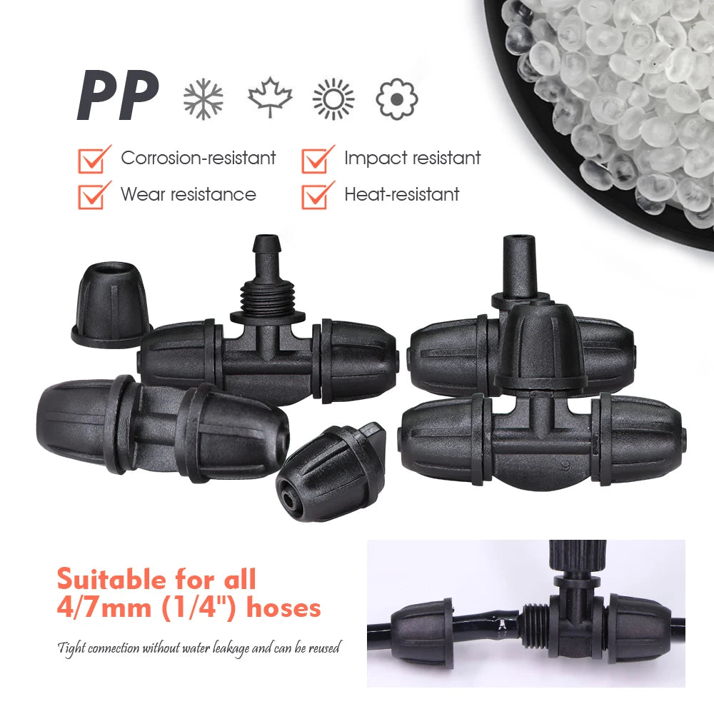 Garden Misting Irrigation Kit 10/20/30M 1/4 Inch Hose with Brass Nozzle for Balcony Greenhouse and Lawn Cooling