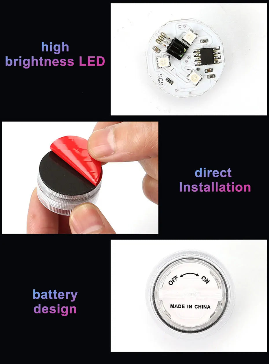 BLALION Wireless Adhesive LED Car Interior Ambient Light Remote Control Auto Roof Foot Lamp Bicycle Tail Light