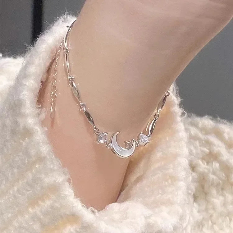 Shiny Pink Crystal Cherry Blossom Bracelets For Women Girls