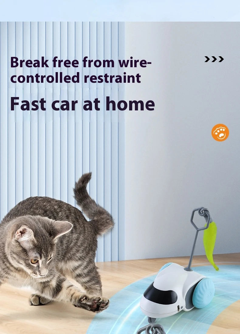 Smart Interactive Cat Toy Car Auto-Running Vehicle with Obstacle Detection for Indoor Cats