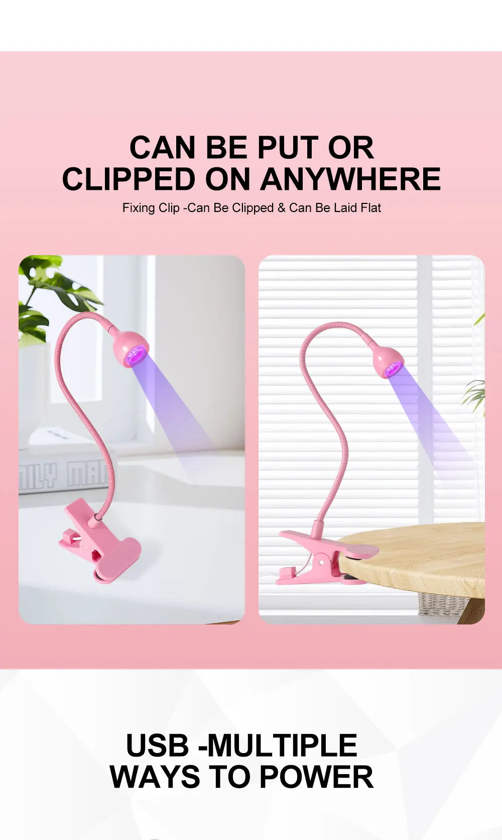 UV LED Light for Nails Drying Lamp Mini USB Clip-on Dryer