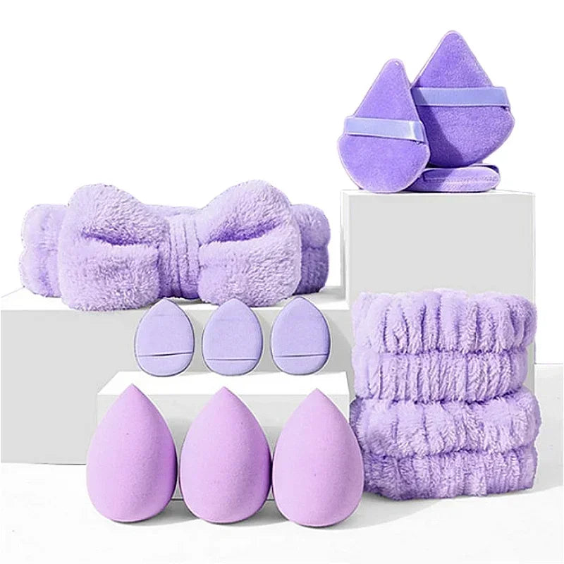12Pcs Makeup Sponge Blender Set with Headband and Wristband