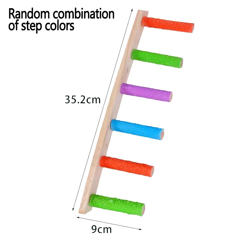 4/6/8 Step Bird Climbing Ladder Parrot Toy Ladder Bird Interaction Fun Climbing Toys Wooden Exercise Rack