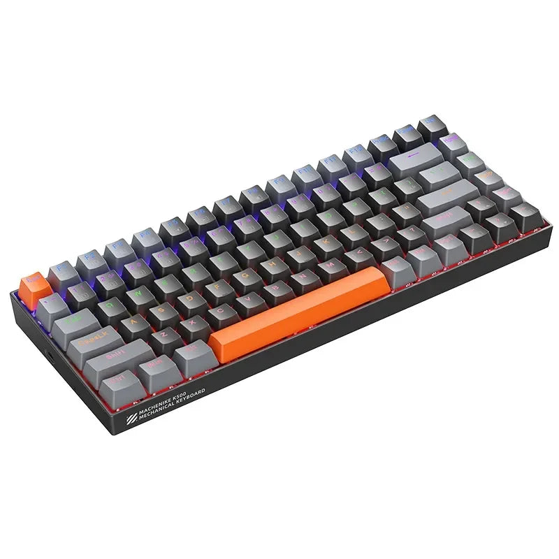 Teclado mecánico Machenike K500A-B84 con 75 % de TKL, intercambiable en caliente, con cable, retroiluminación de 6 colores, 84 teclas para PC, portátiles y gamers