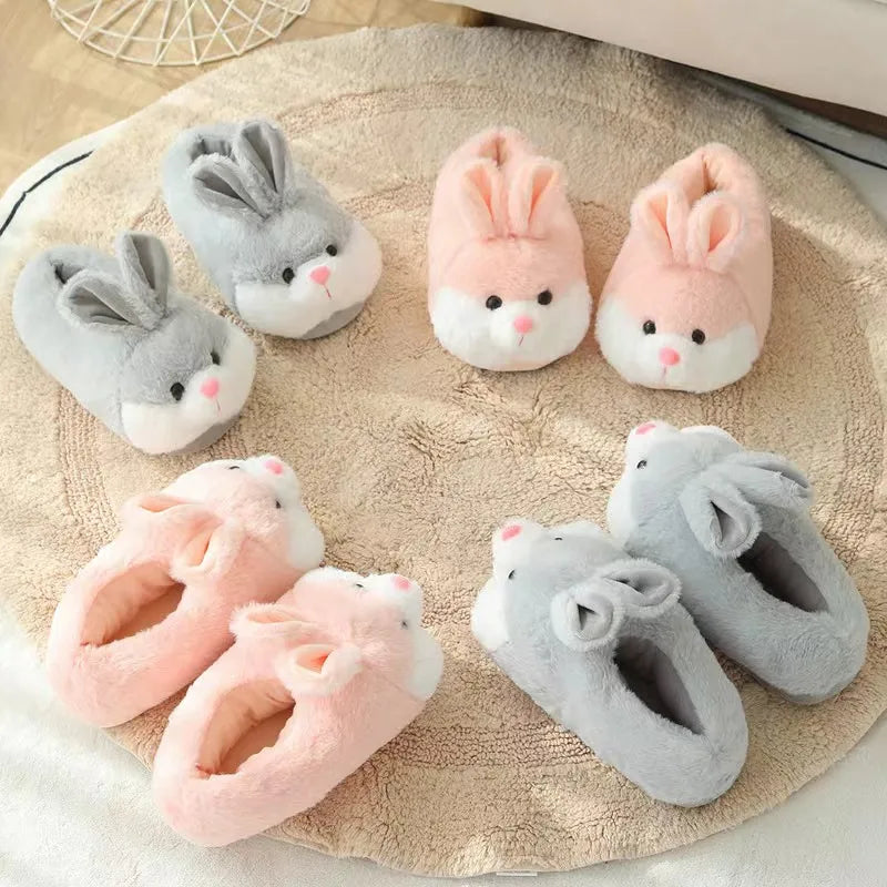 Cute Cartoon Rabbit Cotton Slippers Warm Non-slip Plush Shoes
