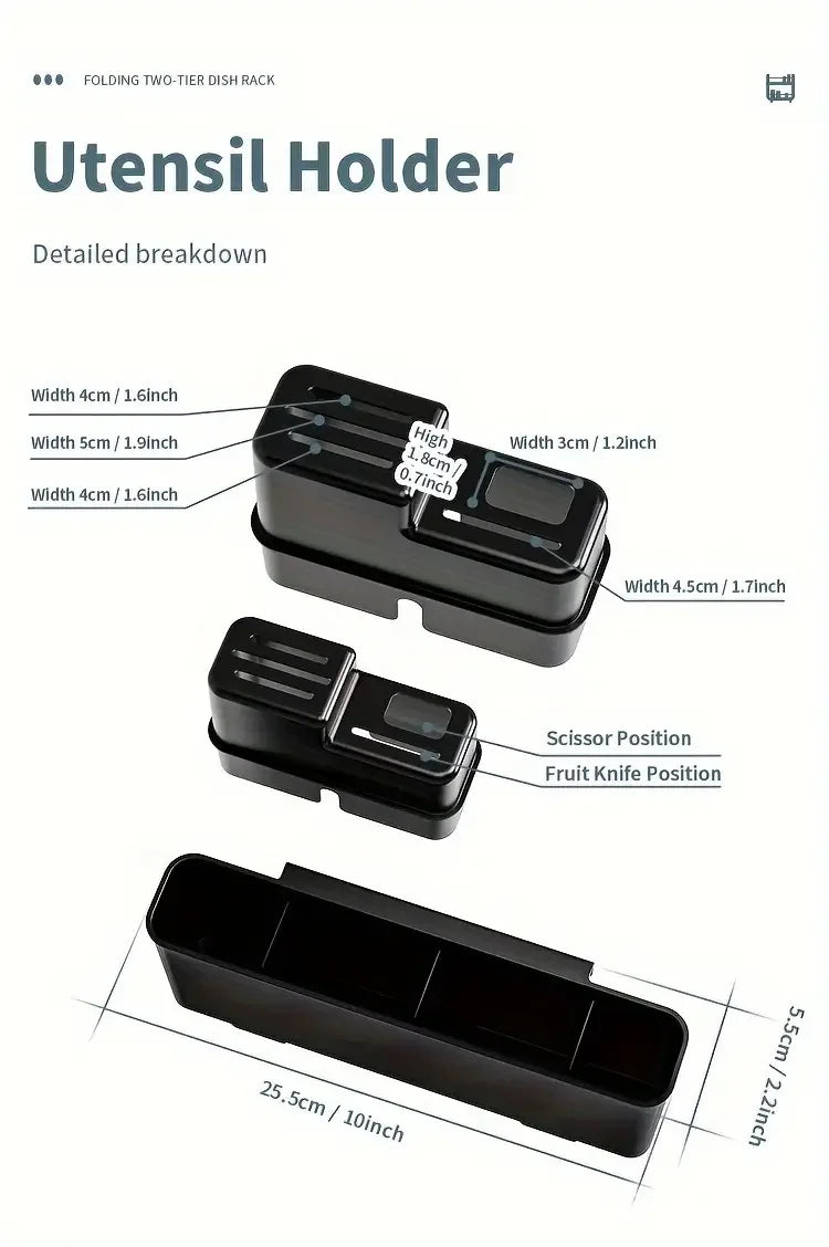 2 Tier Large Stainless Steel Dish Drying Rack with Drainboard for Kitchen Counter - Multifunctional Dish Drainer for Plates and Cups