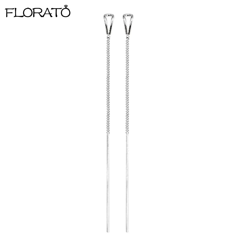 Charming 925 Sterling Silver Long Chain Threader Earrings for Women Fashion Jewelry