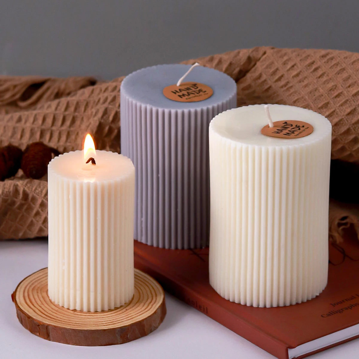 Striped Cylindrical Candle Silicone Mold for DIY Home Decor