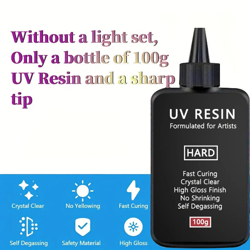 Crystal Clear Hard UV Resin Upgraded Formula Fast Curing Transparent Resin for Jewelry Making and Crafts