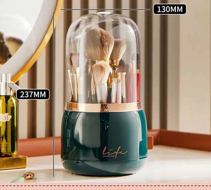 360 Degree Rotating Makeup Brush Holder With Lid Luxury Organizer