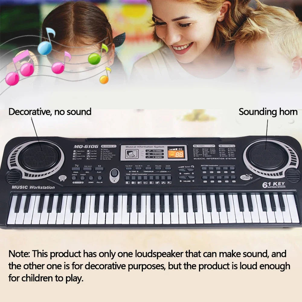 Chriyungel Kids Electronic Piano Keyboard with Microphone 61 Keys or 37 Keys Musical Instrument Toy for Beginner Children