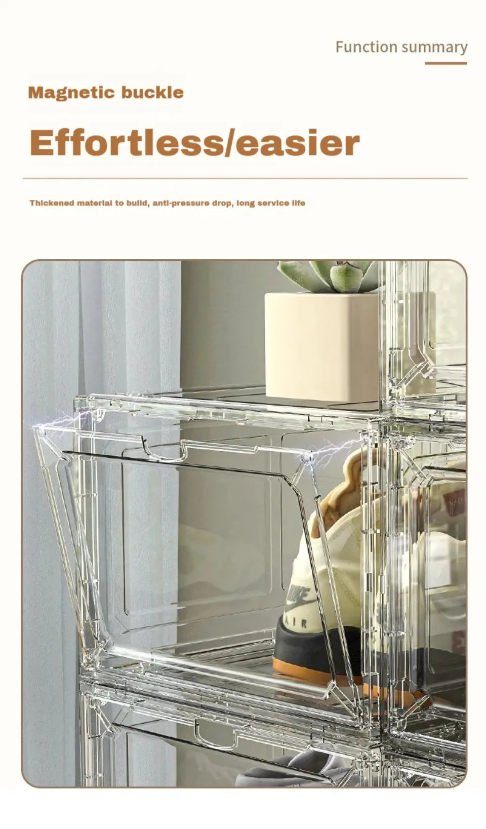 Transparent Shoe Box Magnetic Suction Door Dustproof Storage Box