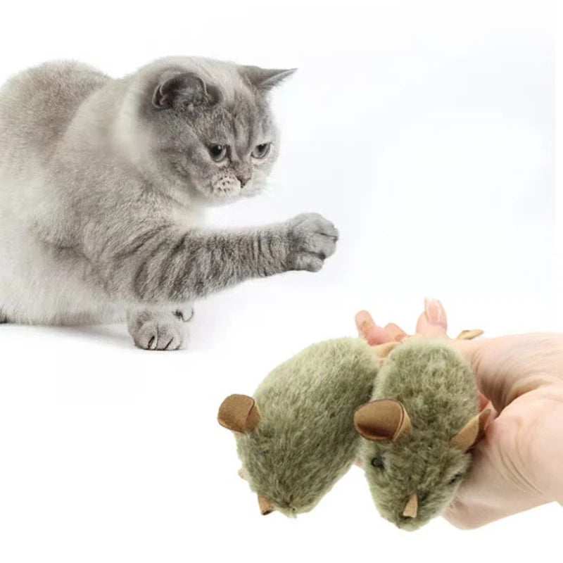 Funny Plush Cat Toy Simulation Mouse Automatic Chirping Interactive Mice Cat Toy Bite Resistance Pet Cat Toys Kitten Supplies