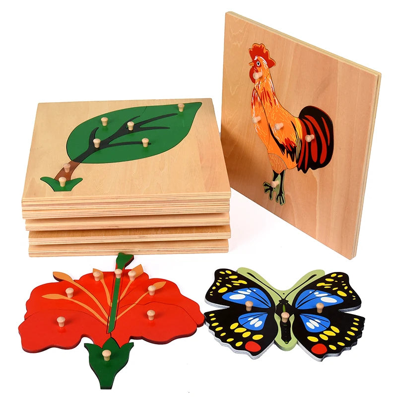 Montessori Wooden Panel Puzzles for Kids Age 3-6 Cognitive Animal and Insect Learning Toys