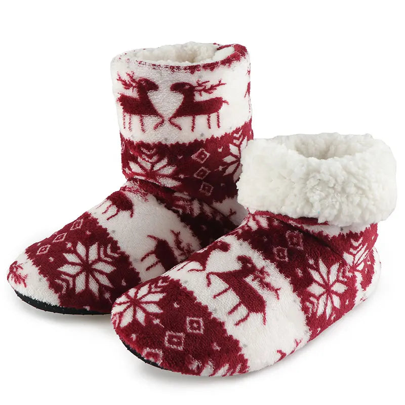 Winter Socks Shoes Woman Christmas Elk Slippers Warm Plush