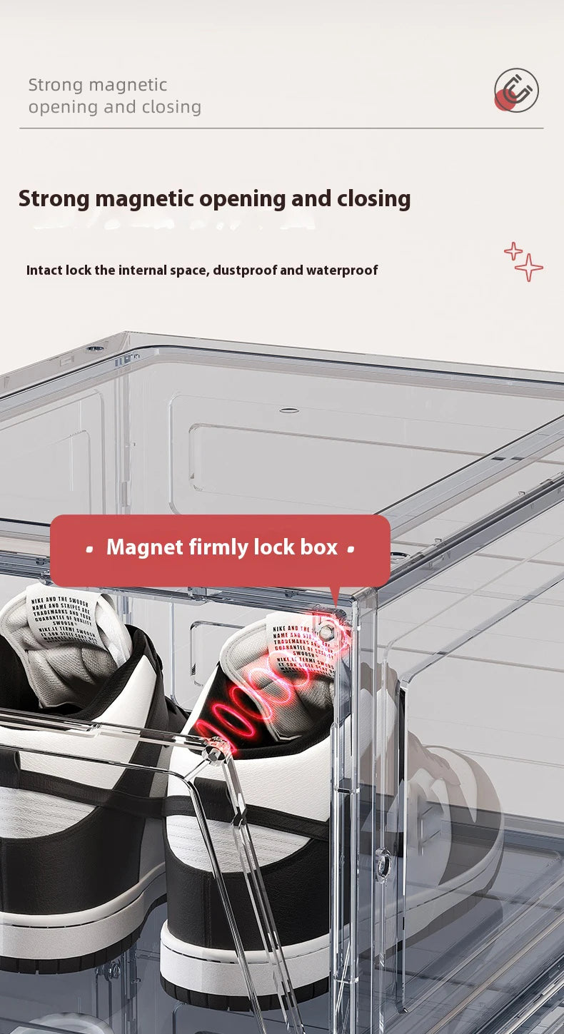 1/10pcs Clear Plastic Shoe Display Case and Hat Organizers with Magnetic Door Waterproof Storage Solution