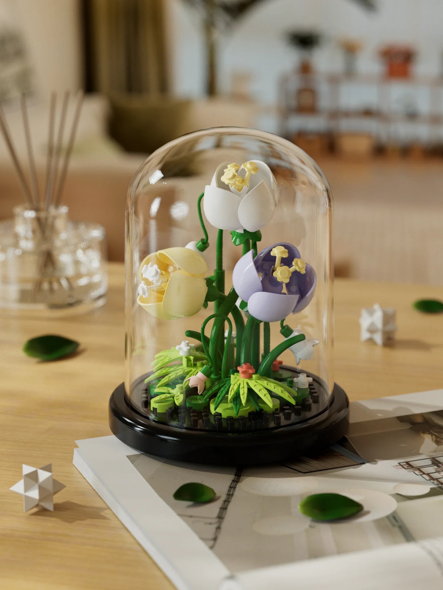 Building block flower eternal rose small particle building block assembly toy Birthday Christmas gift desktop decoration