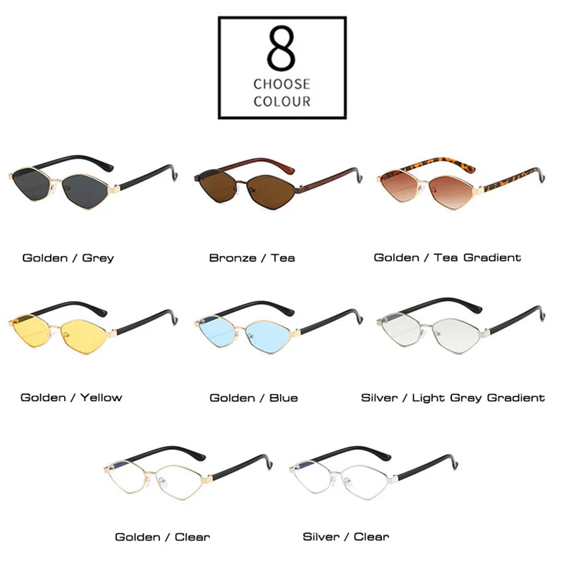 SO&EI Fashion Irregular Polygon Cat Eye Sunglasses UV400 Retro Shades for Women and Men