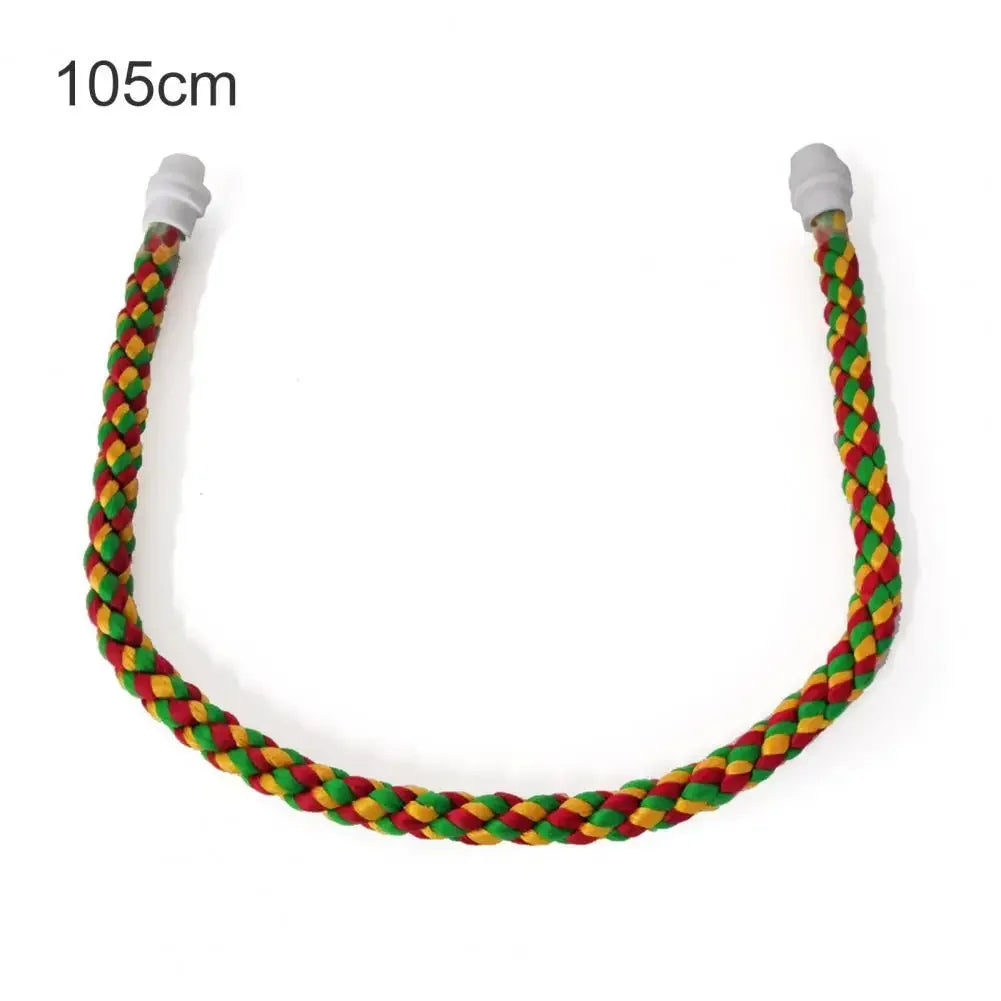 30/55/80/105cm Colorful Parrot Rope Hanging Braided Budgie Bird Cage Cockatiel Toy Pet Stand Accessories Ladder Swing Supplies