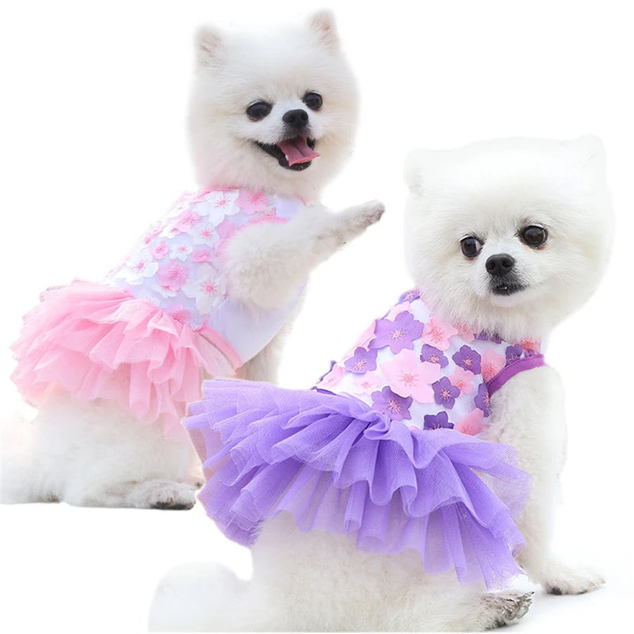 Floral Dog Dress for Small Breeds - Woven Polyester, Pullover Style, Breathable Pet Apparel for Dogs & Cats, Perfect for Toy & M