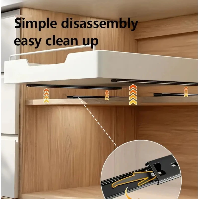 New Kitchen Storage Rack with Slide Rails Pull-out Drawer Organizer