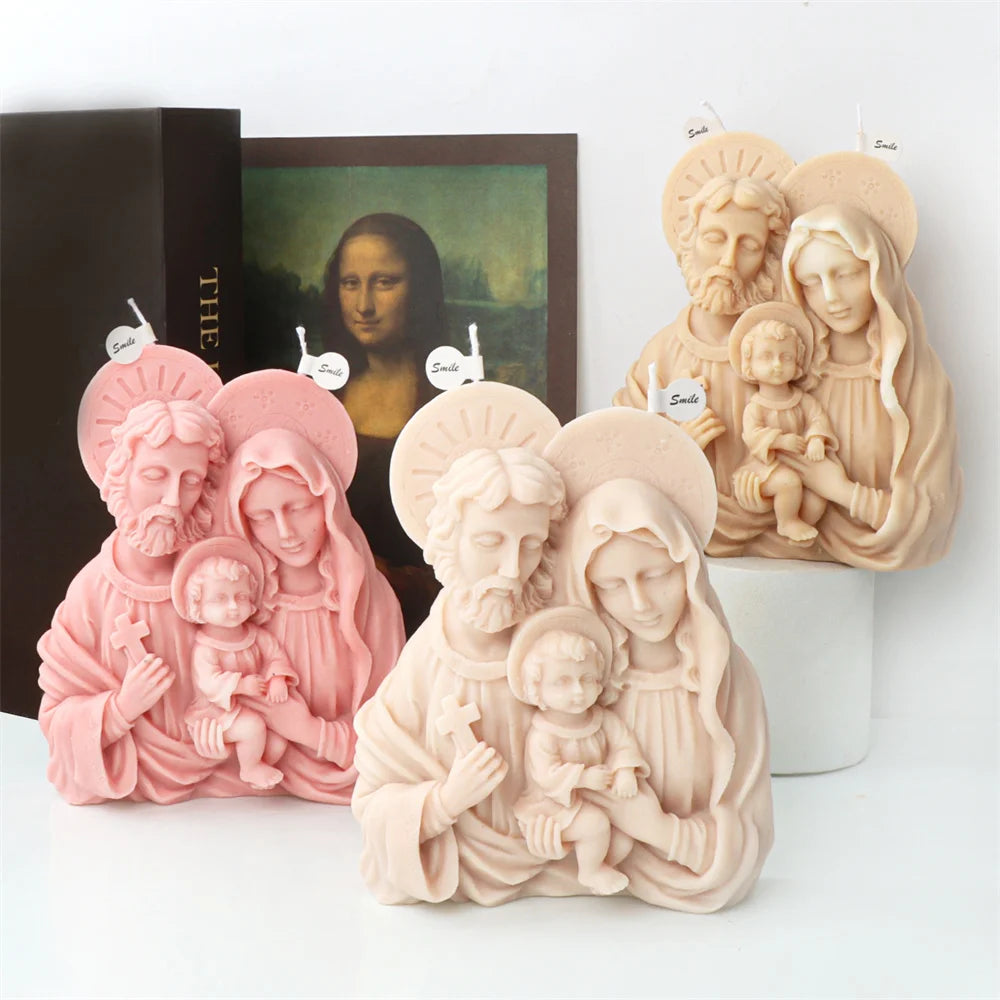 Religious Blessed Virgin Mary Candle Silicone Mold for Crafts