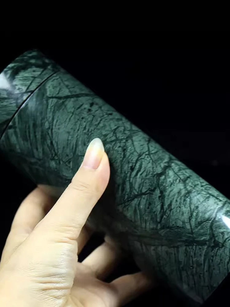 Natural Jade Medicine King Stone Water Cup Dark Green Jade Tea Cup with Magnetic Insulation