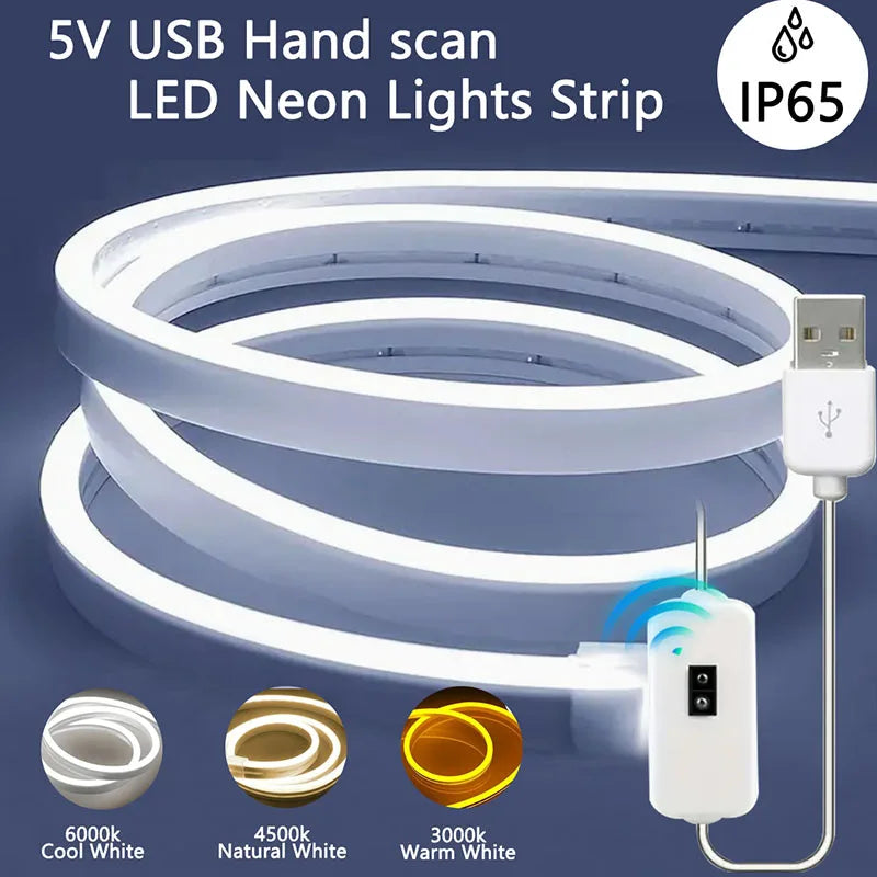 LED Neon Lights Strip Dimmable Waterproof USB Powered Motion Sensor Hand Scan Switch for Home Party DIY Neon Sign