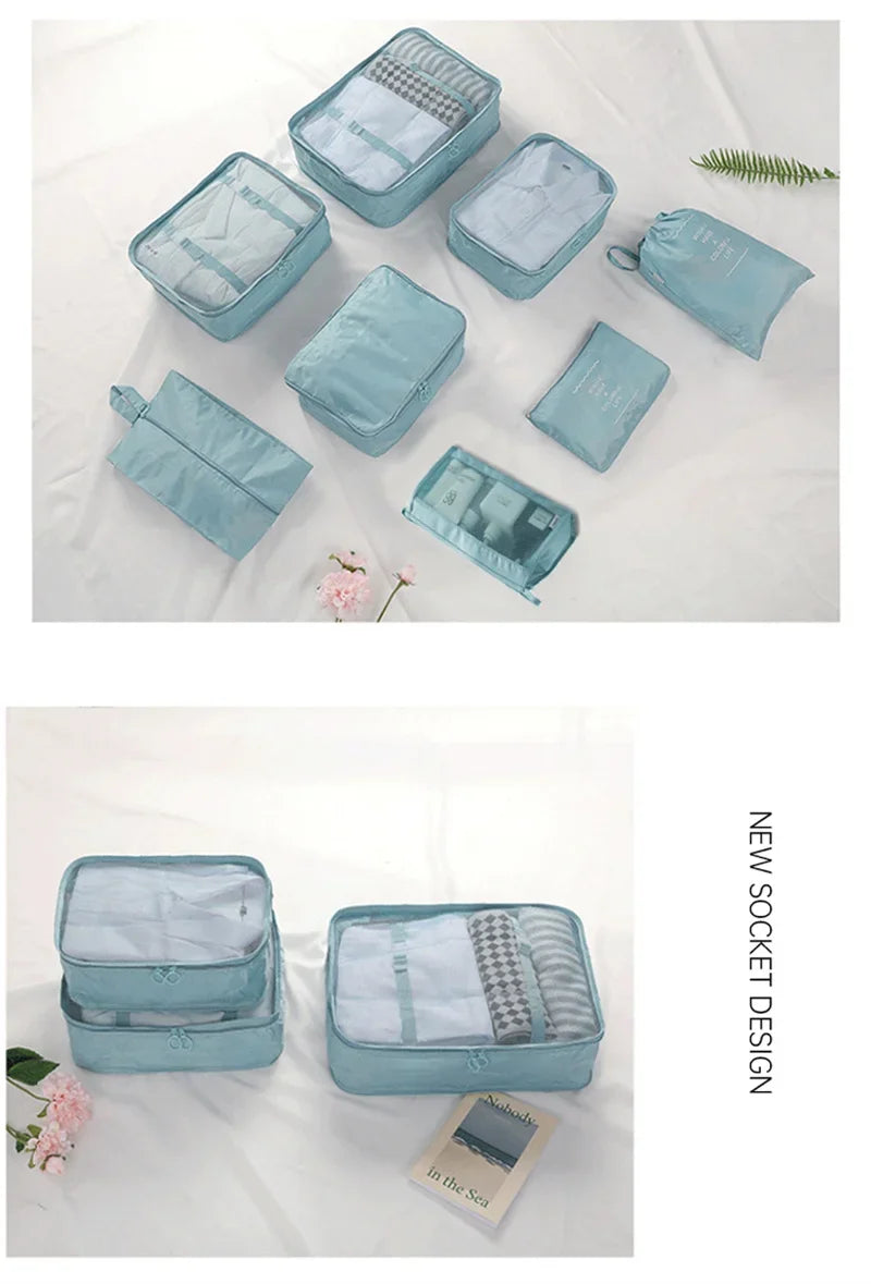 7Pcs Folding Travel Organizer Storage Bags Set for Clothes and Shoes