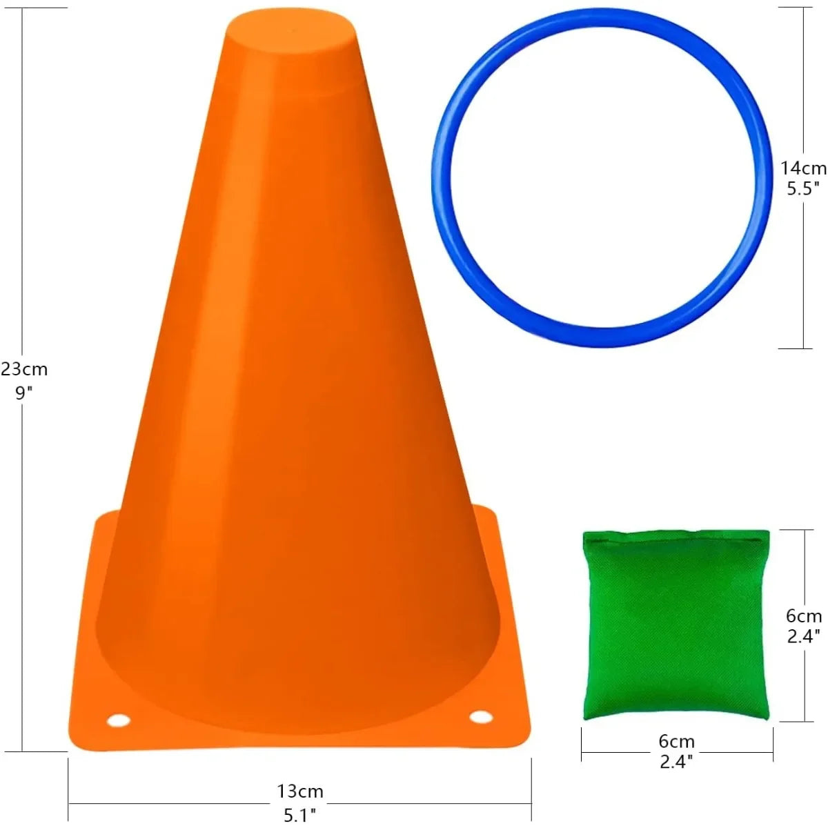 3 in 1 Soft Plastic Cones Bean Bags and Ring Toss Games Set for Kids Outdoor Birthday Party 32 Piece Carnival Fun