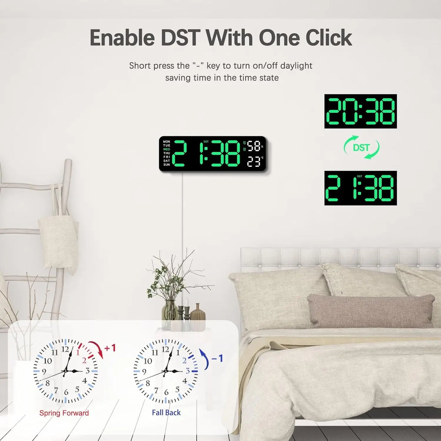 12inch Smart Mute LED Electronic Wall Clock with Thermometer