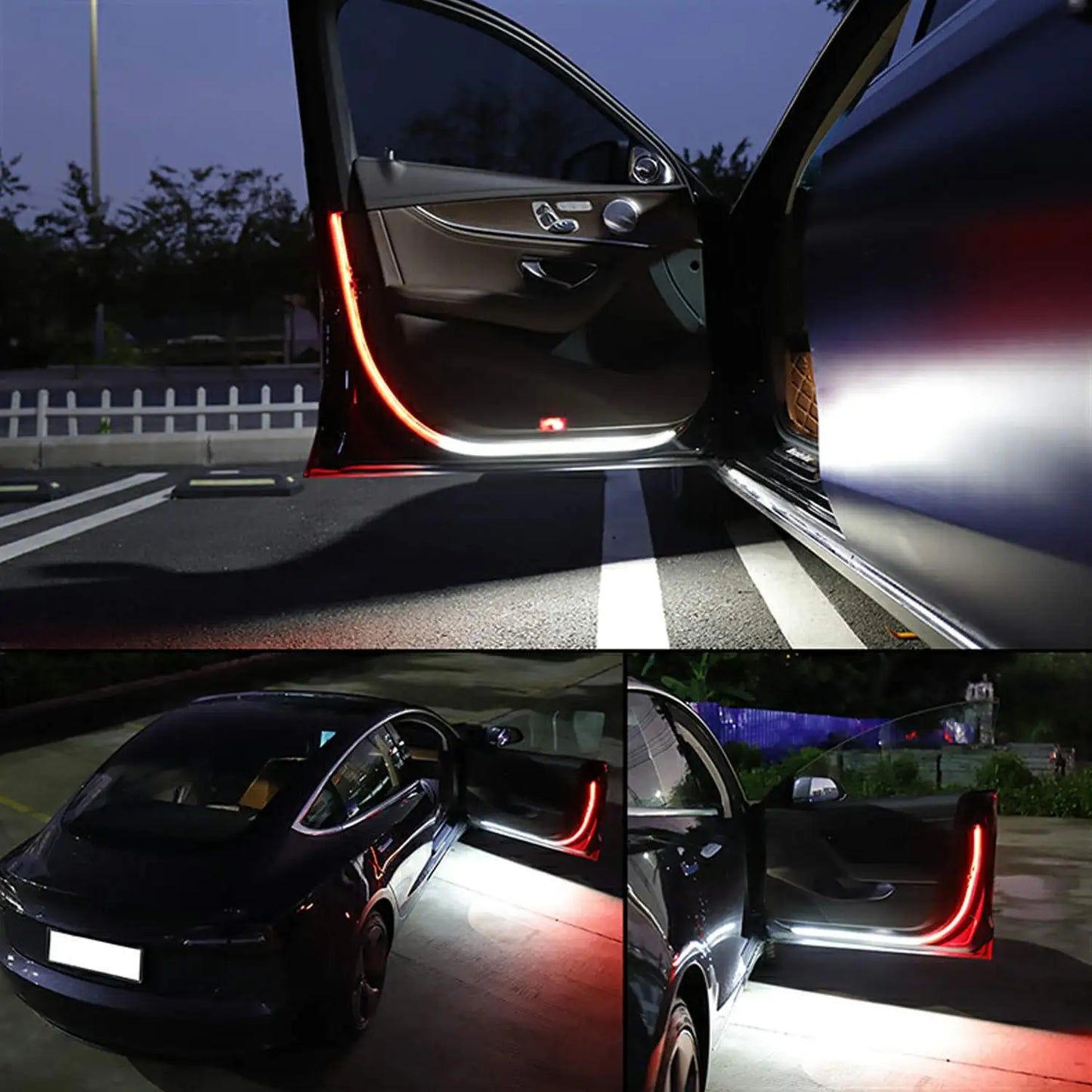 2pcs LED Car Door Warning Light Strip 120cm Safety Decor 12v