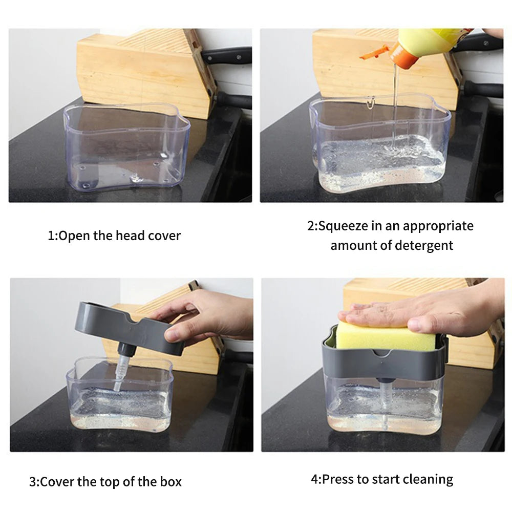 1PC PP Plastic Storage Box Dishwasher Soap Dispenser Press