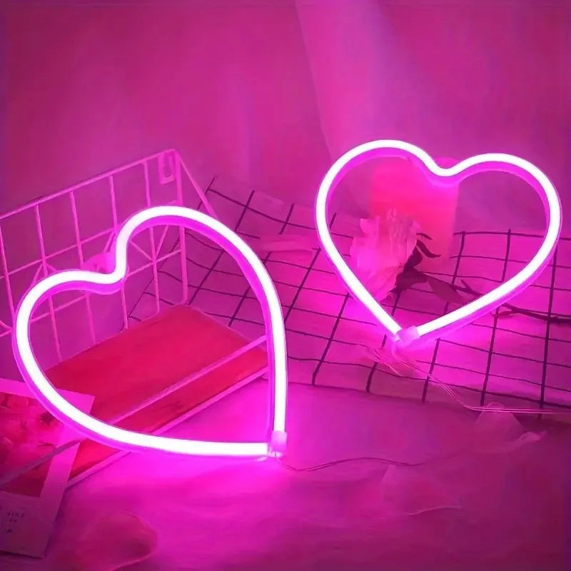 1pc USB Heart Shape LED Neon Light Sign for Bedroom and Bar