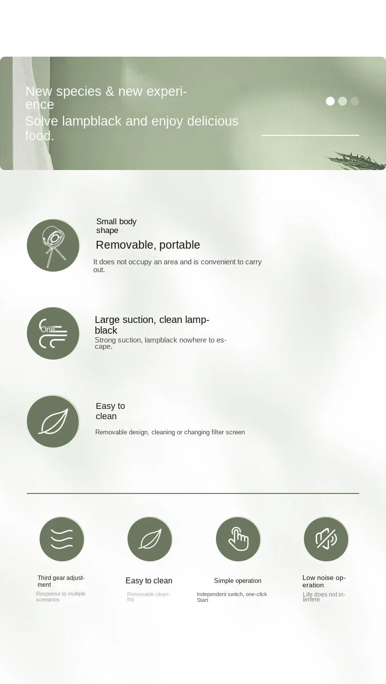 2024 New Portable Exhaust Fan Small Kitchen Hood Extractor USB Mini Suction Cooker Hood