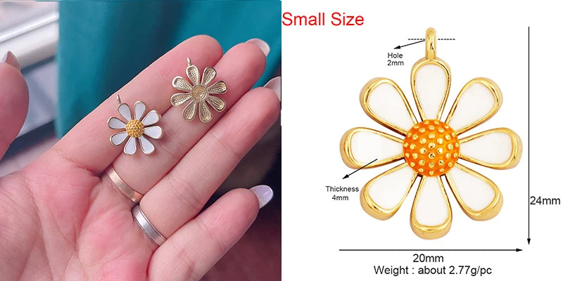 Sweet Colorful Sun Rose Flower Charm Pendant 18K Gold Necklace